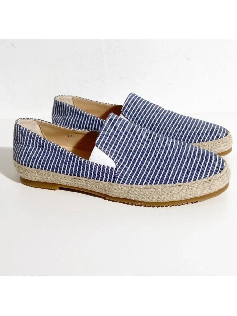 New Ron White Delilah Espadrille Loafer in Denim Stripe size 36